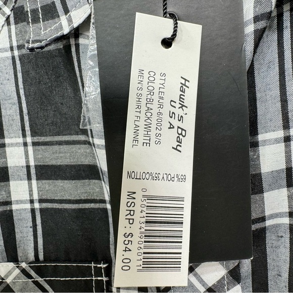 NEW Hawks Bay Black & White Plaid Short Sleeve Pearl Snap Western Shirt Men’s S - Picture 6 of 7